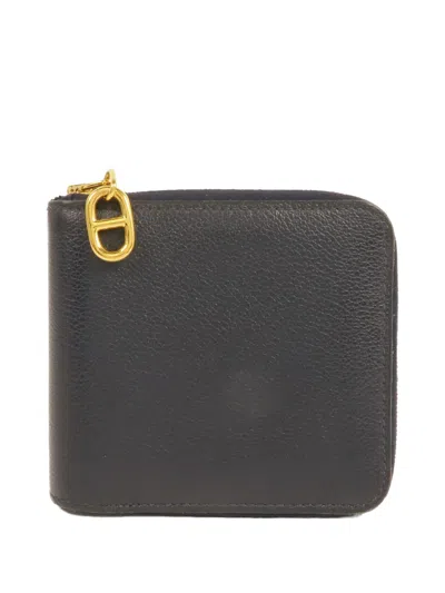 Pre-owned Hermes Evercolor Leather Zipper Wallet In Blue
