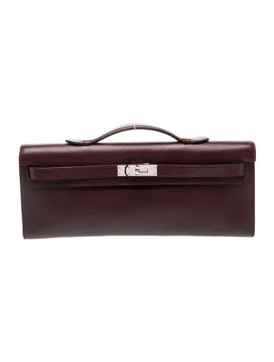 Pre-owned Hermes Evergrain Kelly Cut Clutch In Purple