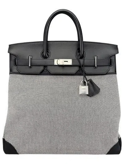 Pre-owned Hermes Evergrain Leather Hac Toile 40 In Black