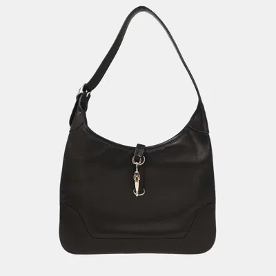 Pre-owned Hermes Evergrain Trim 31 Black Leather Shoulder Bag