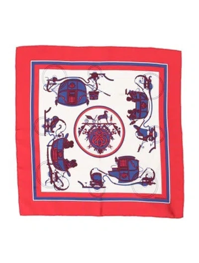 Pre-owned Hermes Ex Libris Silk Scarf In Red