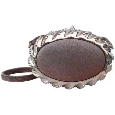 Pre-owned Hermes Exceptional Hermès Evening Clutch Bag Minaudière Shagreen Grey Silver Tone Metal In Gray