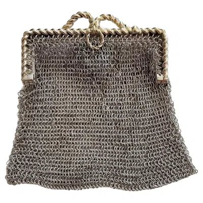 Pre-owned Hermes Exceptional Hermès Gold Silver Coin Purse Chainmail Wallet In Gray