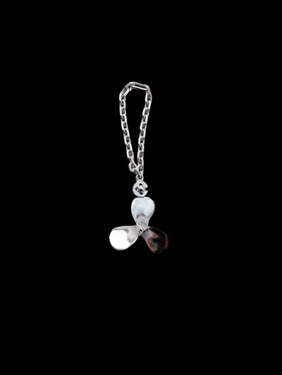 Pre-owned Hermes Exceptional Hermès Silver Keychain Boat Propeller Shaped