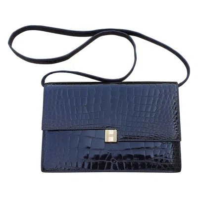 Pre-owned Hermes Exceptional Hermès Vintage Padlock Purse Clutch Bag Shiny Brown Crocodile Ghw