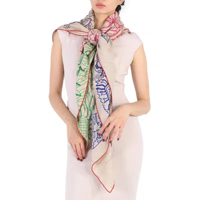 Pre-owned Hermes Exceptionals Embroidered Shawl In Pink