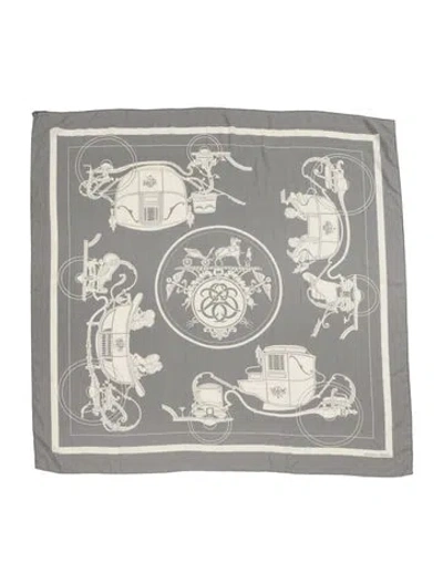 Pre-owned Hermes Ex-libris Cashmere Shawl In Gray
