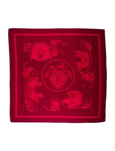 Pre-owned Hermes Ex-libris Cashmere Shawl In Red