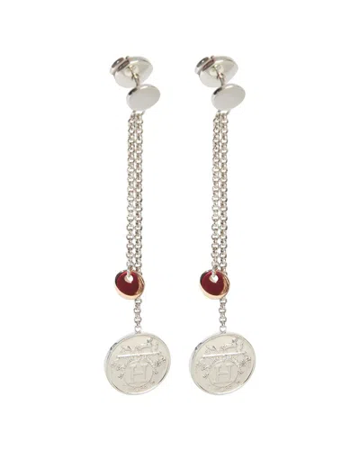 Pre-owned Hermes Hermès Ex-libris Drop Earrings (authentic Pre-loved)