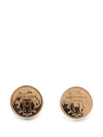 Pre-owned Hermes Ex-libris Earrings In Pink