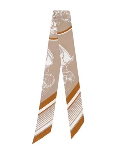Pre-owned Hermes Ex-libris Forever Silk Scarf In Neutrals