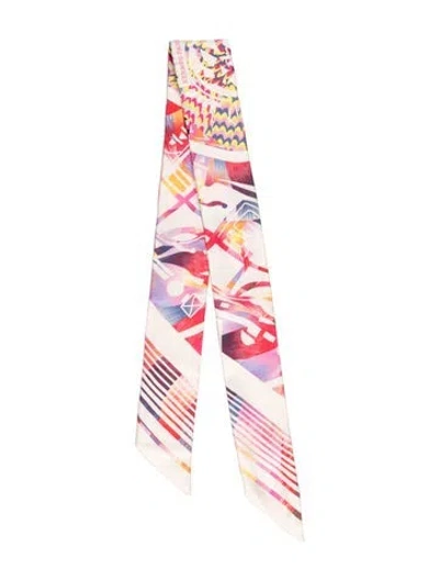 Pre-owned Hermes Ex-libris Marble Silk Twilly Scarf In Neutral