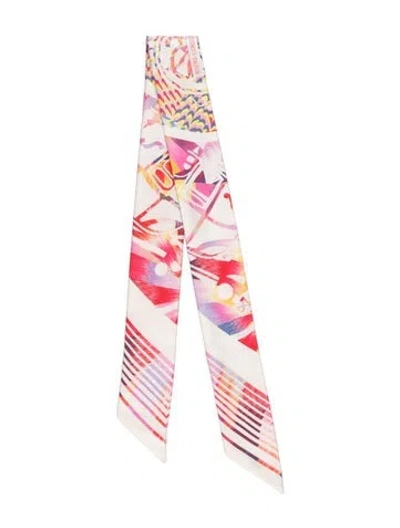 Pre-owned Hermes Ex-libris Marble Silk Twilly Scarf In Neutrals