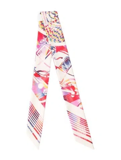 Pre-owned Hermes Ex-libris Marble Silk Twilly Scarf W/ Tags In Pink