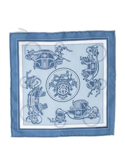 Pre-owned Hermes Ex-libris Nano Silk Scarf In Blue