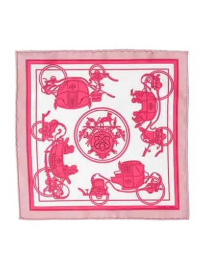 Pre-owned Hermes Ex-libris Nano Silk Scarf In Pink