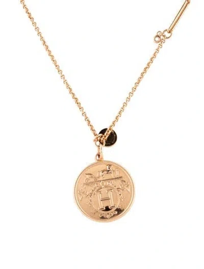 Pre-owned Hermes Ex-libris Necklace, Medium Model, 21" In Multi