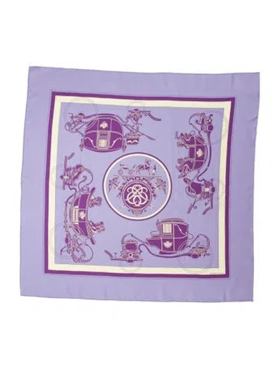 Pre-owned Hermes Ex-libris Silk Scarf In Purple