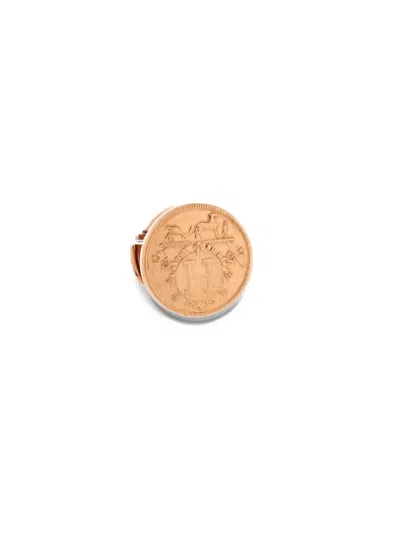 Pre-owned Hermes Ex-libris Stud 18k Rose Gold Xs Earrings In Pink