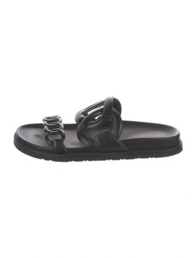 Pre-owned Hermes Extra Calfskin Slides In Black