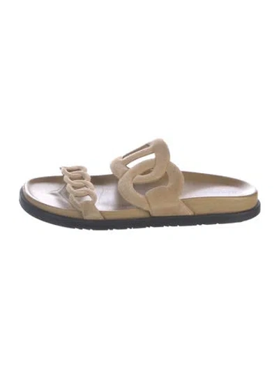 Pre-owned Hermes Extra Chaîne D'ancre Insignia Slides In Neutrals