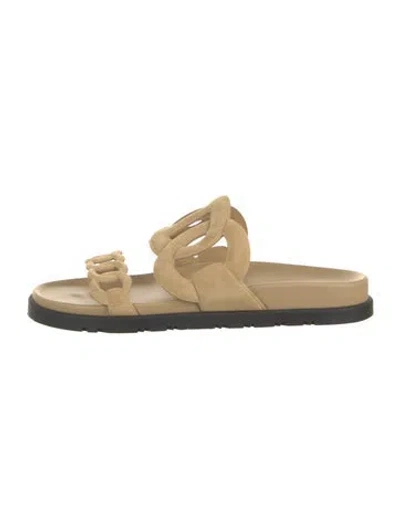 Pre-owned Hermes Extra Chaîne D'ancre Insignia Slides In Neutrals