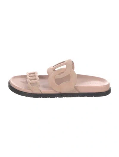 Pre-owned Hermes Extra Chaîne D'ancre Insignia Slides In Pink