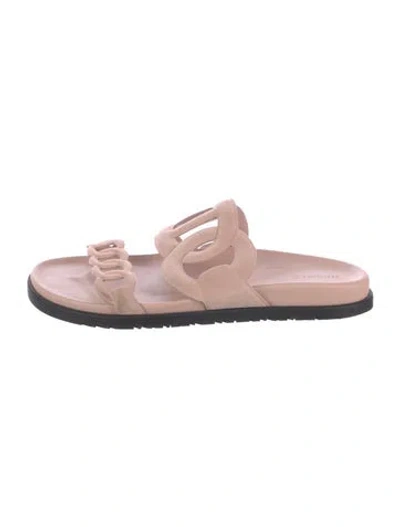 Pre-owned Hermes Extra Chaîne D'ancre Insignia Slides In Pink