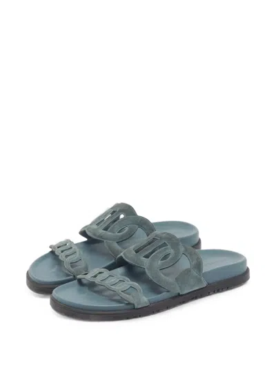Pre-owned Hermes Extra Chain-link Sandals In Blue