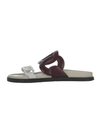 Pre-owned Hermes Extra Leather Slides In Neutral