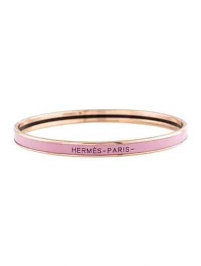 Pre-owned Hermes Extra Narrow Uni Bangle Bracelet, 7.5" In Pink