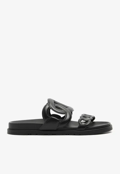 Pre-owned Hermes Extra Sandals In Black Calfskin