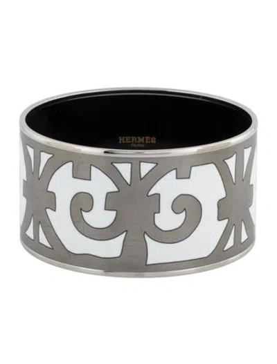 Pre-owned Hermes Extra Wide Balcons Du Guadalquivir Enamel Bangle, 8.25" In Multi