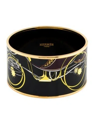Pre-owned Hermes Extra Wide Enamel Bangle, 7" In Multi