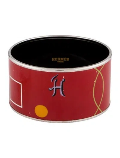 Pre-owned Hermes Extra Wide Enamel Bangle, 7.25" In Multi