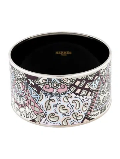 Pre-owned Hermes Extra Wide Enamel Bangle, 7.75" In Multi