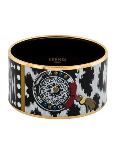 Pre-owned Hermes Extra Wide Enamel Bangle Bracelet, 7" In Multi