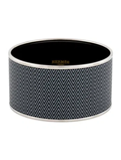 Pre-owned Hermes Extra Wide Enamel Bangle Bracelet, 7.25" In Multi
