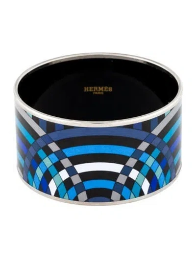Pre-owned Hermes Extra Wide Enamel Bangle Bracelet, 7.75" In Multi