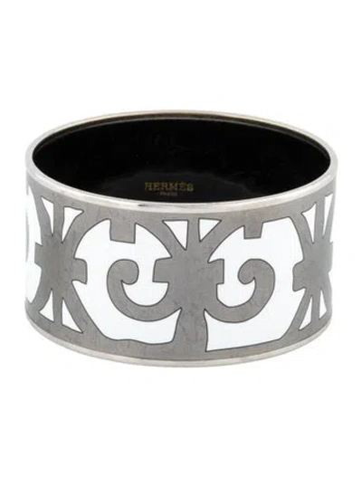 Pre-owned Hermes Extra Wide Enamel Bangle Bracelet, 8.25" In Multi