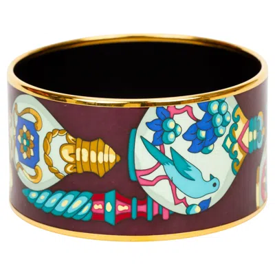 Pre-owned Hermes Hermès Extra Wide Enamel Bangle In Multi