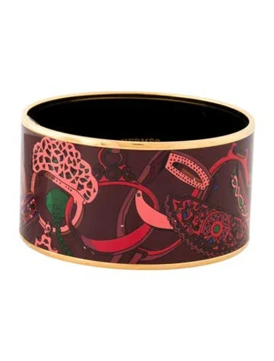 Pre-owned Hermes Extra Wide Enamel Bracelet, 7.75" In Multi