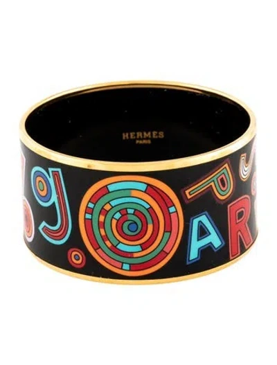 Pre-owned Hermes Extra Wide Enamel Bracelet, 7.75" In Multi