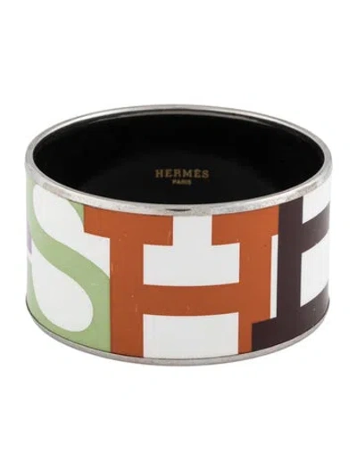 Pre-owned Hermes Extra Wide Enamel Bracelet, 7.75" In Multicolor