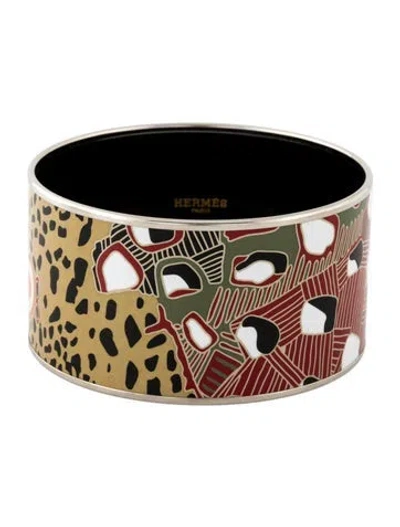 Pre-owned Hermes Extra Wide Enamel Bracelet, 8" In Multi