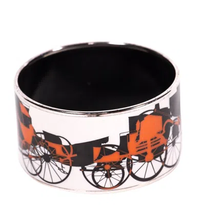 Pre-owned Hermes Extra Wide Printed Enamel Bracelet 70 Cm In Multicolor