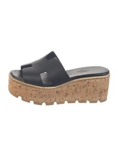 Pre-owned Hermes Eze 30 H Logo Slides In Black