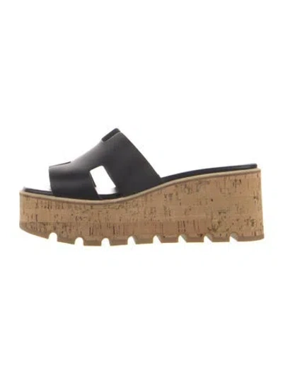 Pre-owned Hermes Eze 30 H Logo Slides In Black