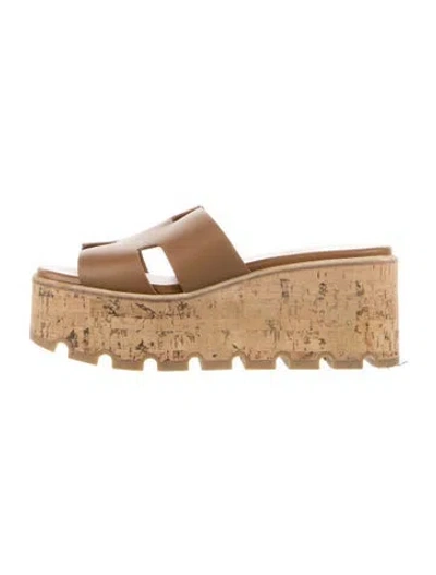 Pre-owned Hermes Eze 30 H Logo Slides In Neutrals