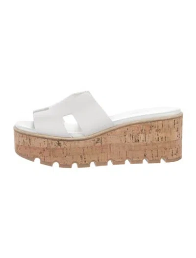 Pre-owned Hermes Eze 30 H Logo Slides In White